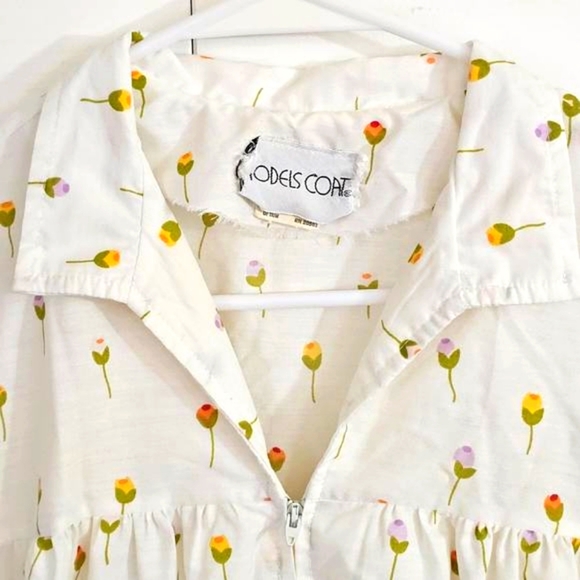 Vintage Models Coat Womens Housecoat Nightgown Pajamas 12 Relaxed Lounge Tulips - Picture 3 of 9